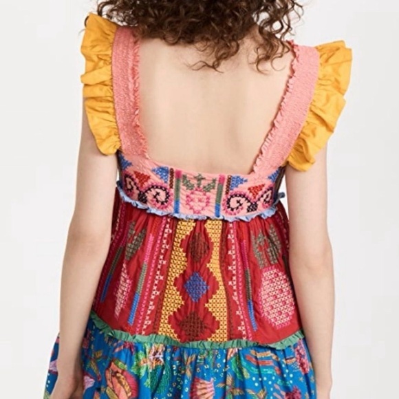 FARM Rio Embroidered Colorblock Flutter Sleeve Mini Dress - Picture 3 of 6